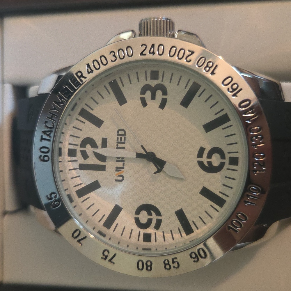 Kenneth Cole Unlisted Large Face Watch Silver and Black